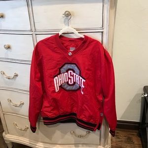 Ohio state varsity authentic apparel red stadium windshirt pullover